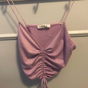 Light purple crop top with spaghetti straps